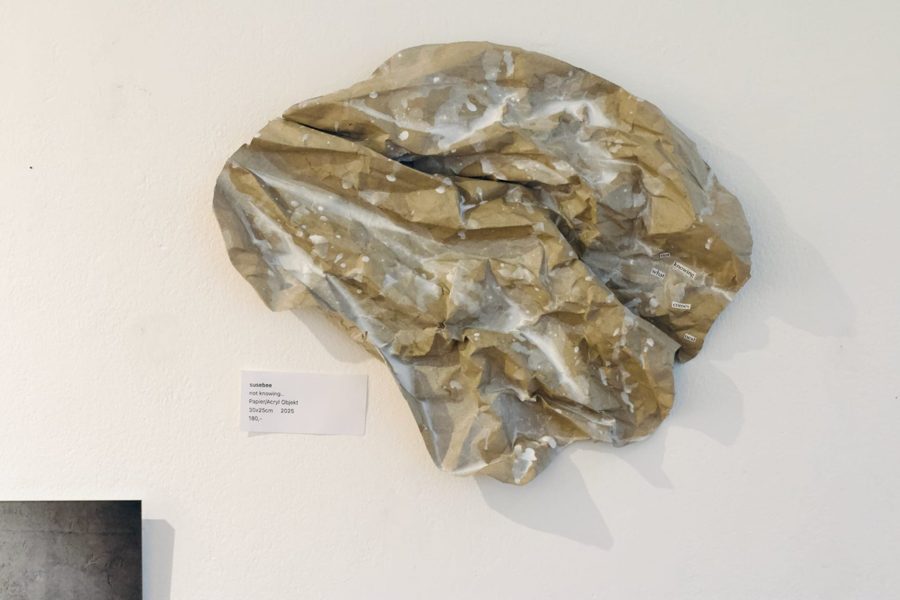 not knowing.. – paper/acrylic, object, 30 × 25 cm, 2025