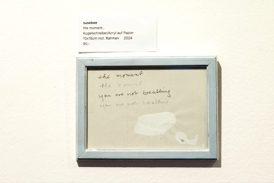 the moment.. – ballpoint pen/acrylic on paper, 10 × 15 cm (framed), 2024